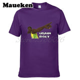 Men Retired Usain Bolt Recordholder T-shirt Clothes T Shirt Men's for 100M 200M fans gift o-neck tee W17080201